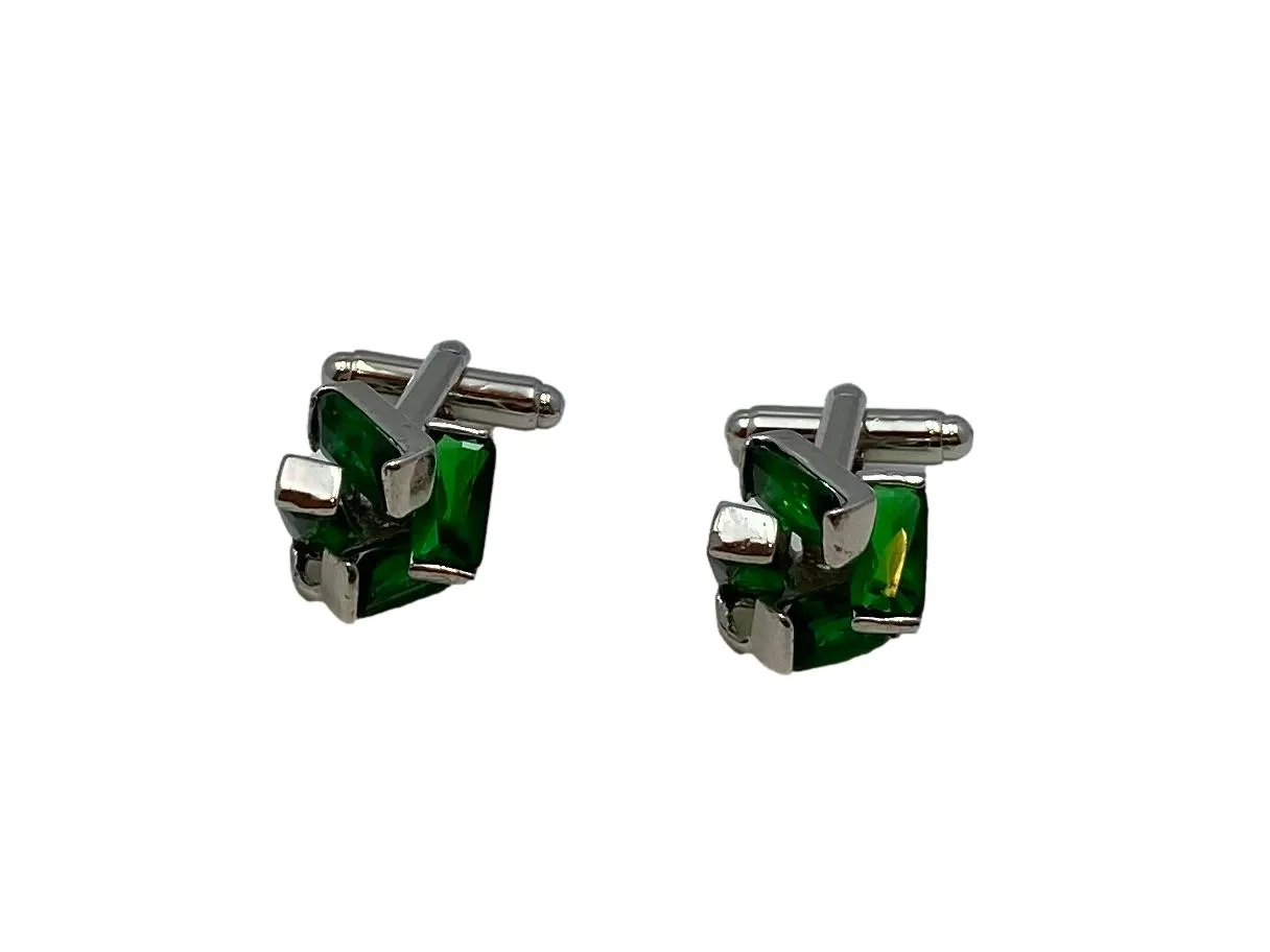 Green Crystal Cuff Links