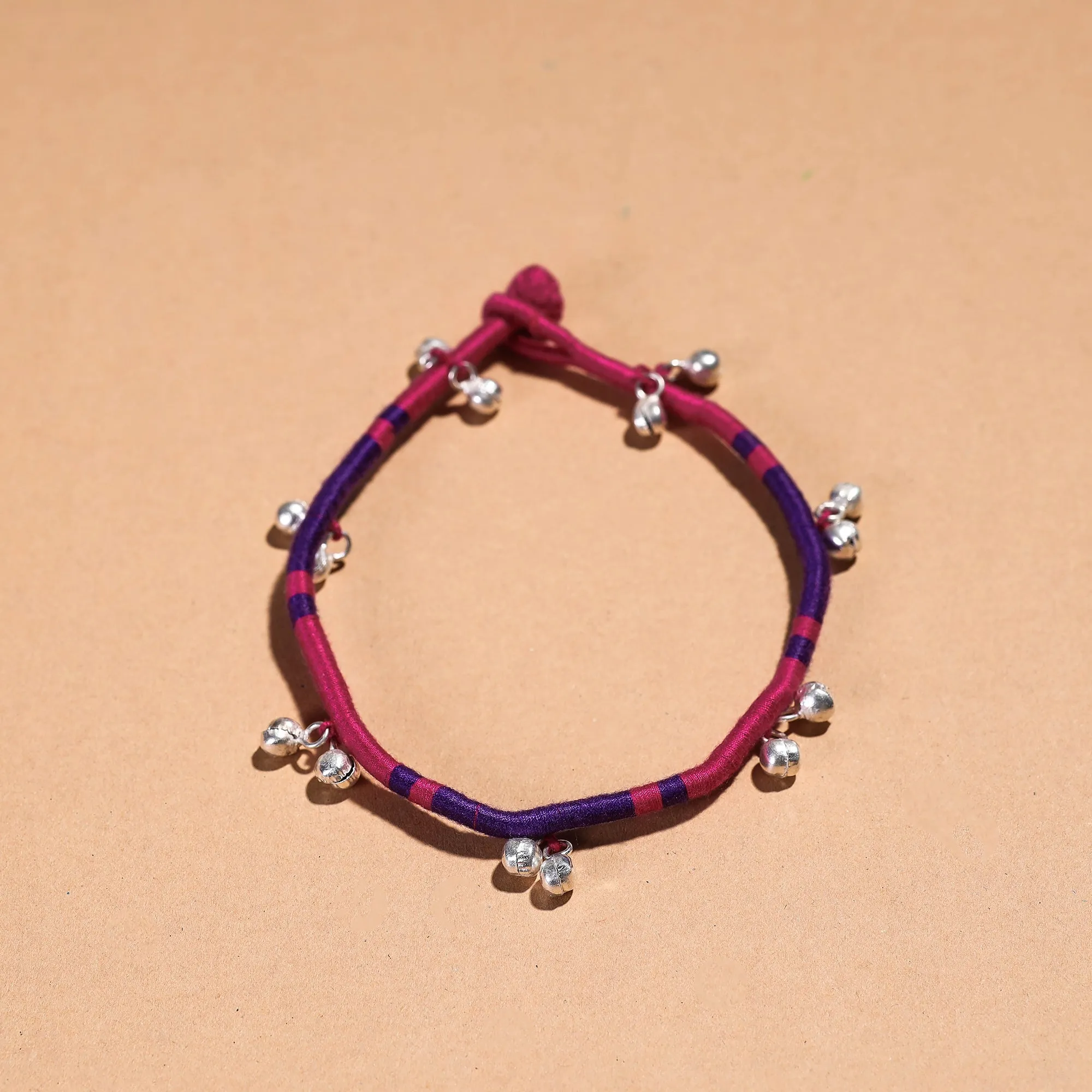 Handcrafted Patwa Thread & Ghungroo Work Anklet 11