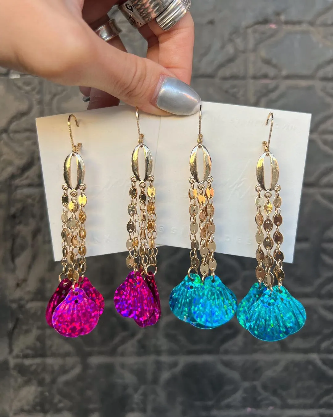 Handmade Chain Shell Bling Earrings