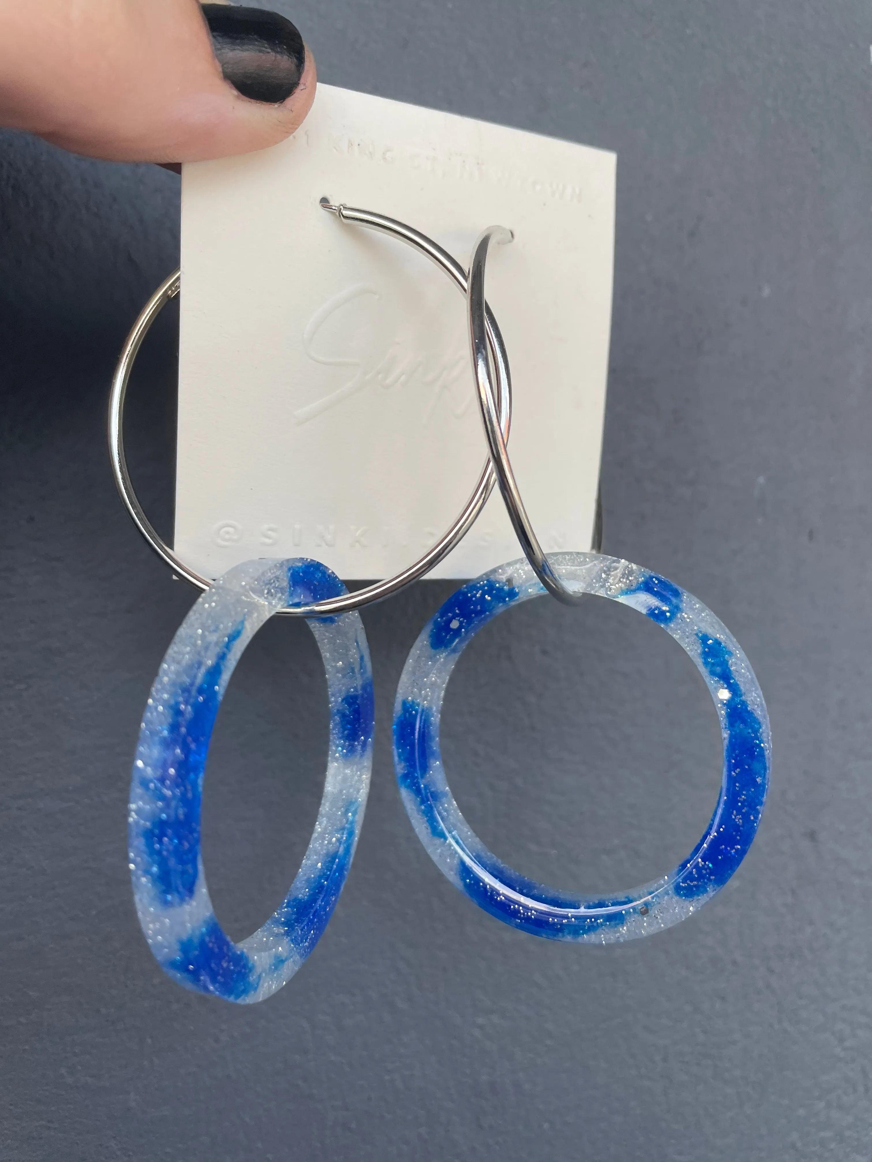 Handmade Sparkle Blue Resin Earrings