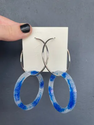 Handmade Sparkle Blue Resin Earrings