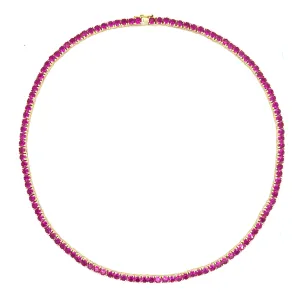 Ibiza Ruby Red CZ's 4 Prong Tennis Necklace