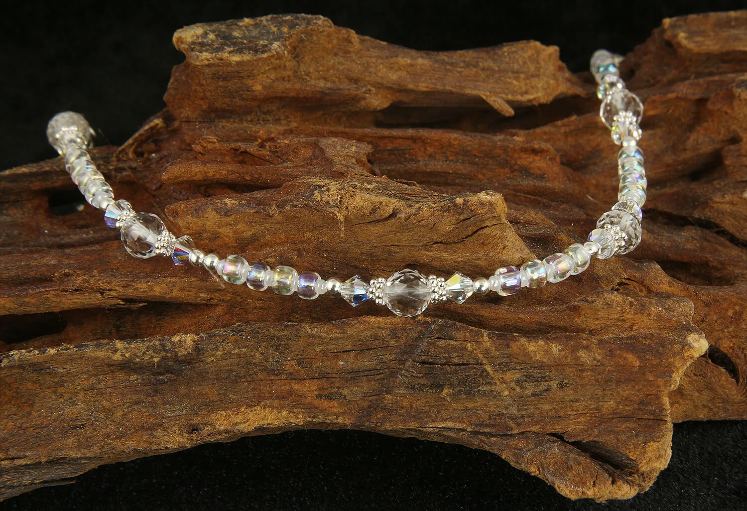 Iridescent Crystal Gemstone Beaded Anklet