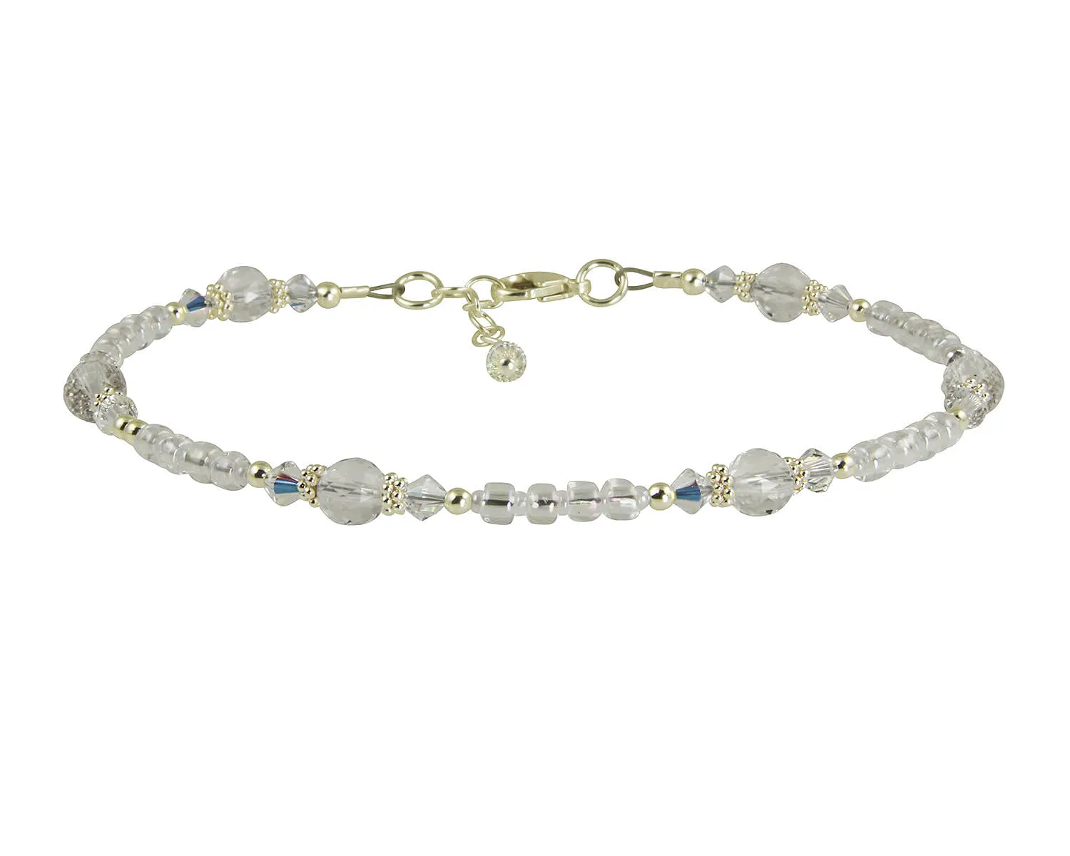 Iridescent Crystal Gemstone Beaded Anklet