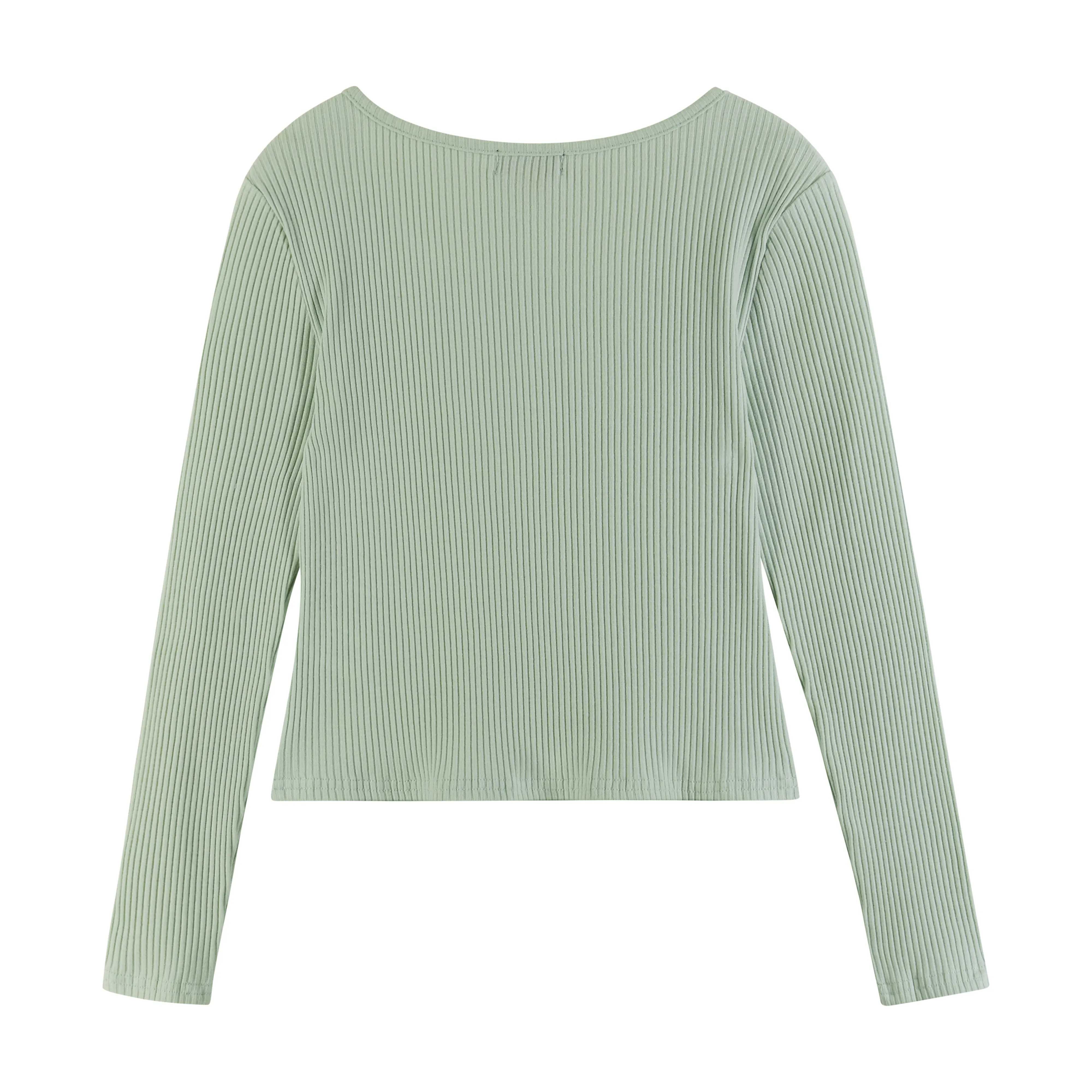 Kids (7-16) Long Sleeve Rib Knit Top | Light Green