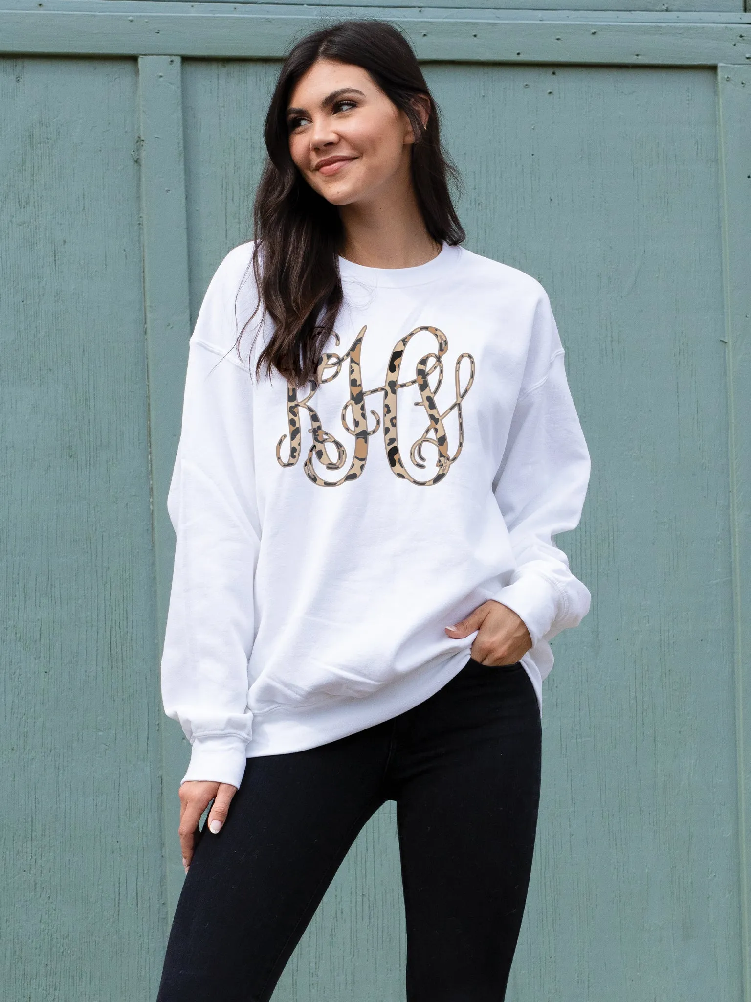 Leopard Monogram Sweatshirt - White