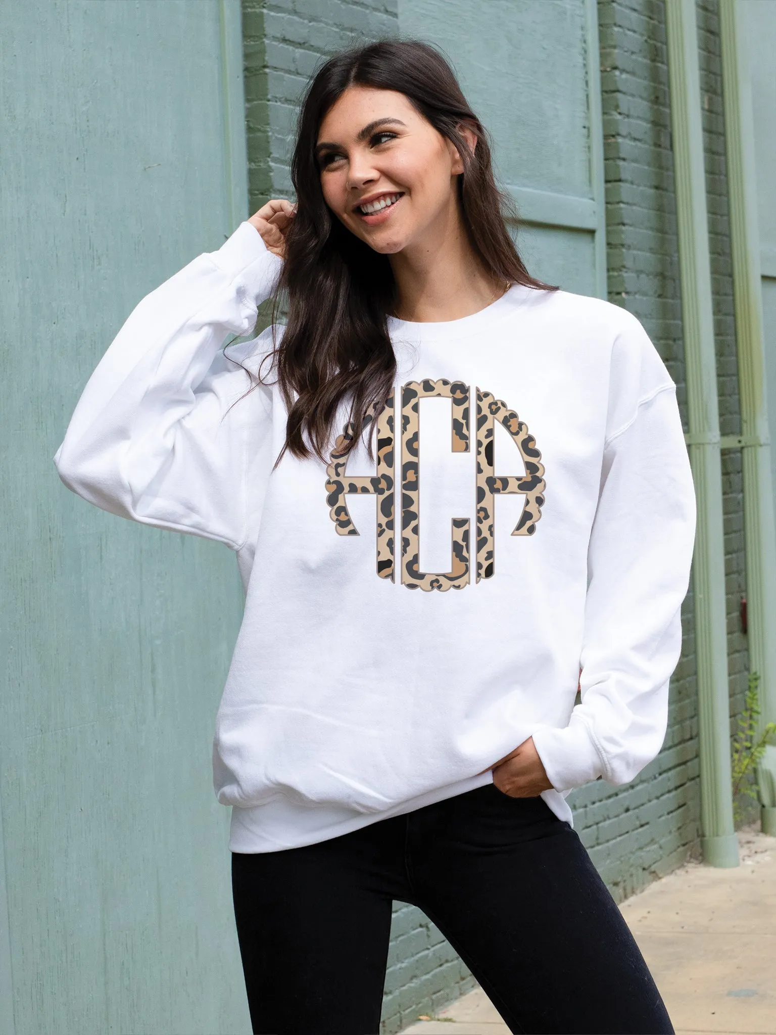 Leopard Monogram Sweatshirt - White