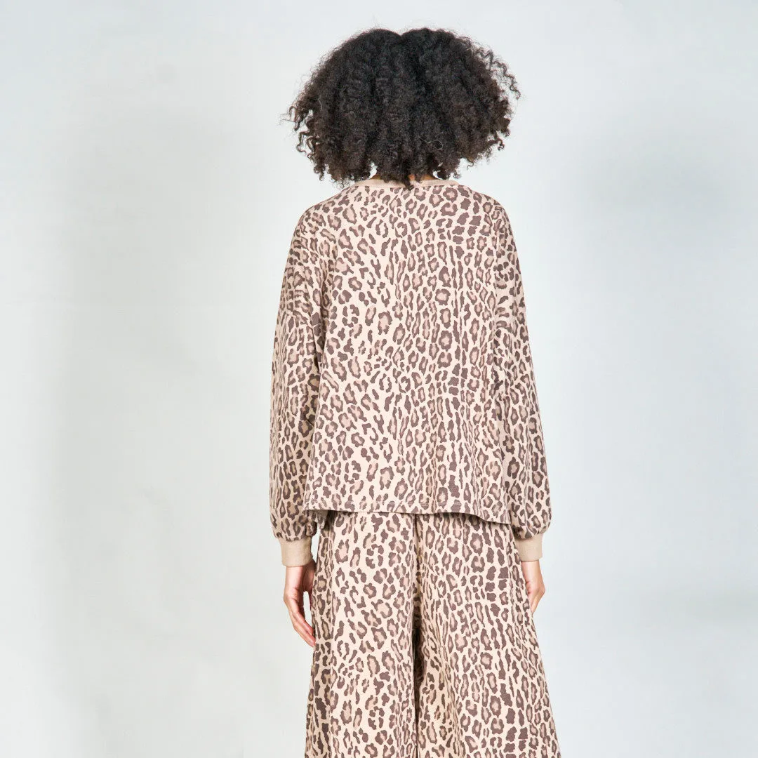 Leopard print long-sleeve top wholesale