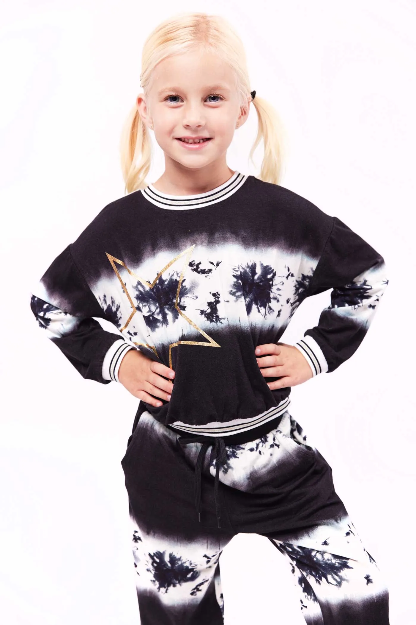 Little Girl's Retro Tie-Dye Gold Star Set