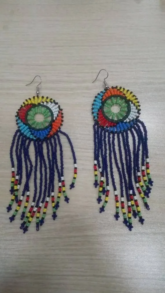 Maasai Beaded Multicolored Dangle Earrings