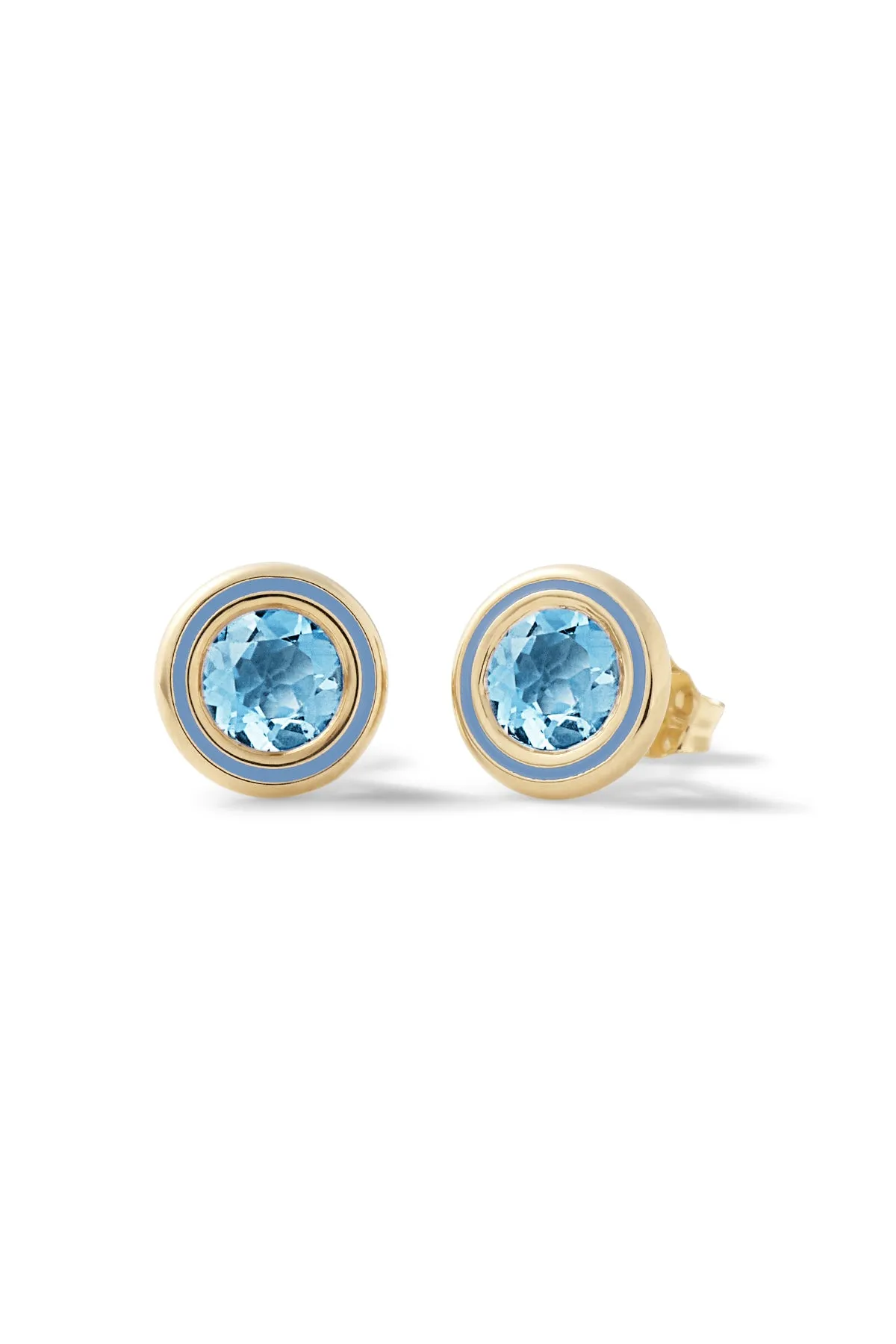 Madison Round Bezel Stud Earrings