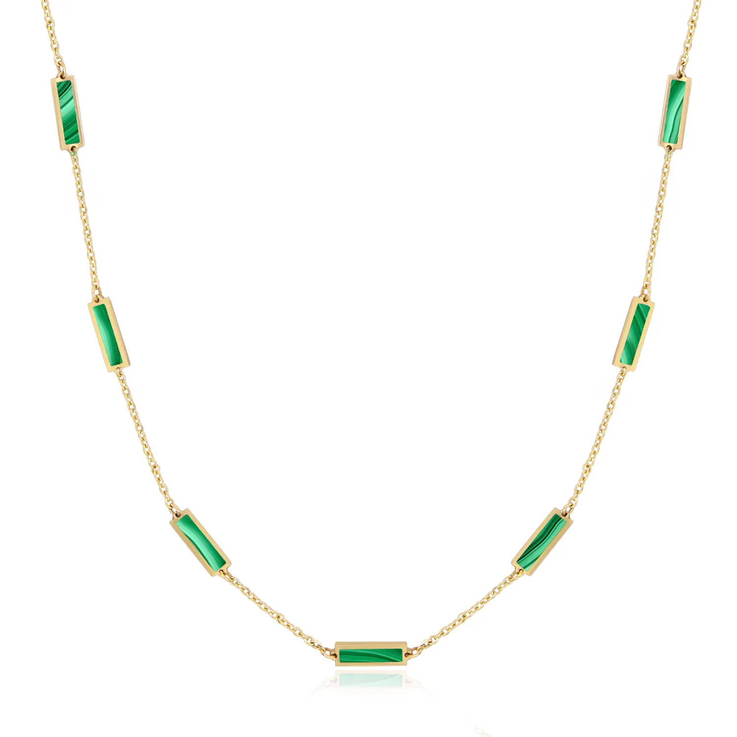 Malachite Bar Chain Necklace