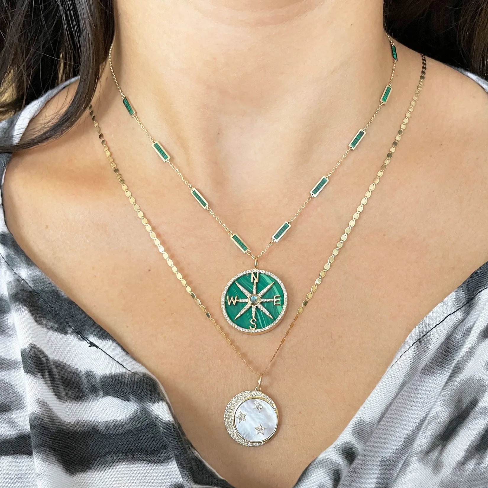 Malachite Bar Chain Necklace