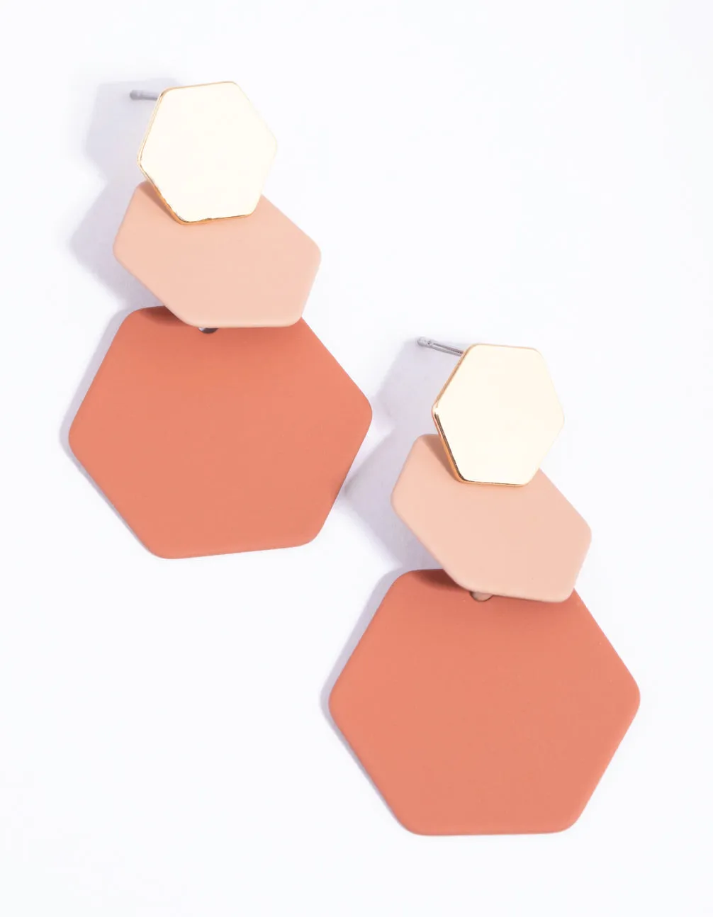 Matte Blush Hexagon Drop Earrings