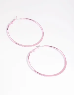 Matte Pink Hoop Earrings