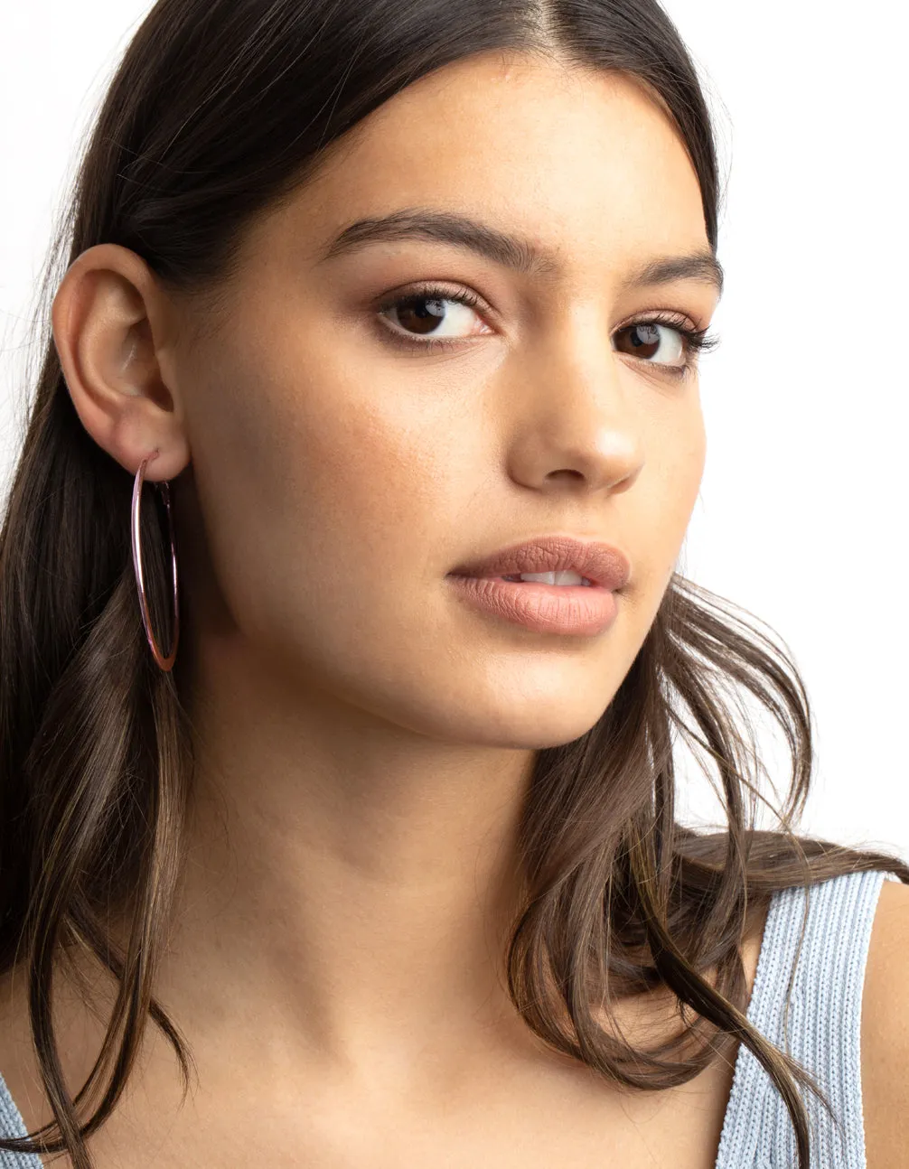 Matte Pink Hoop Earrings