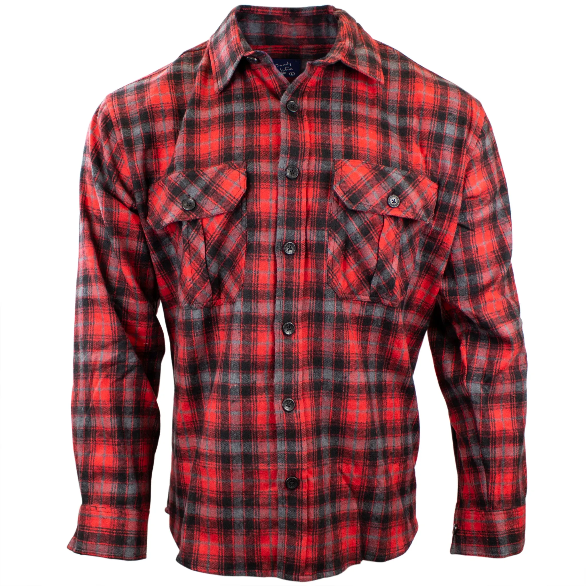 Men's Relaxed Fit Plaid Flannel Shirt P114