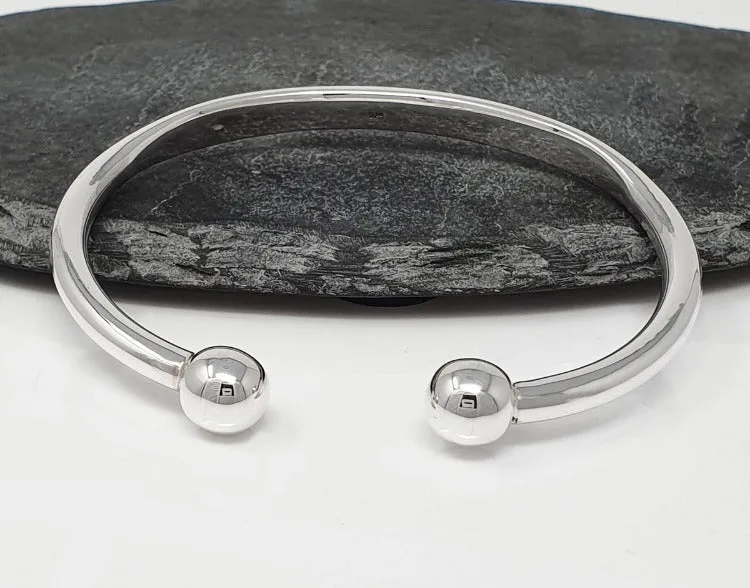 Men's Silver Torque Bangle | Heavy Solid 925 Sterling Silver Torque Bangle for Men