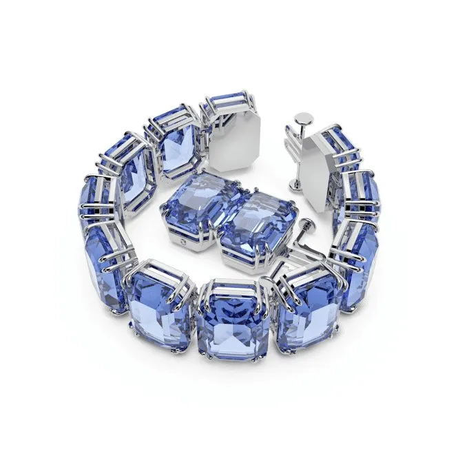 Millenia Octagon Cut Blue Rhodium Plated Bracelet 5638491