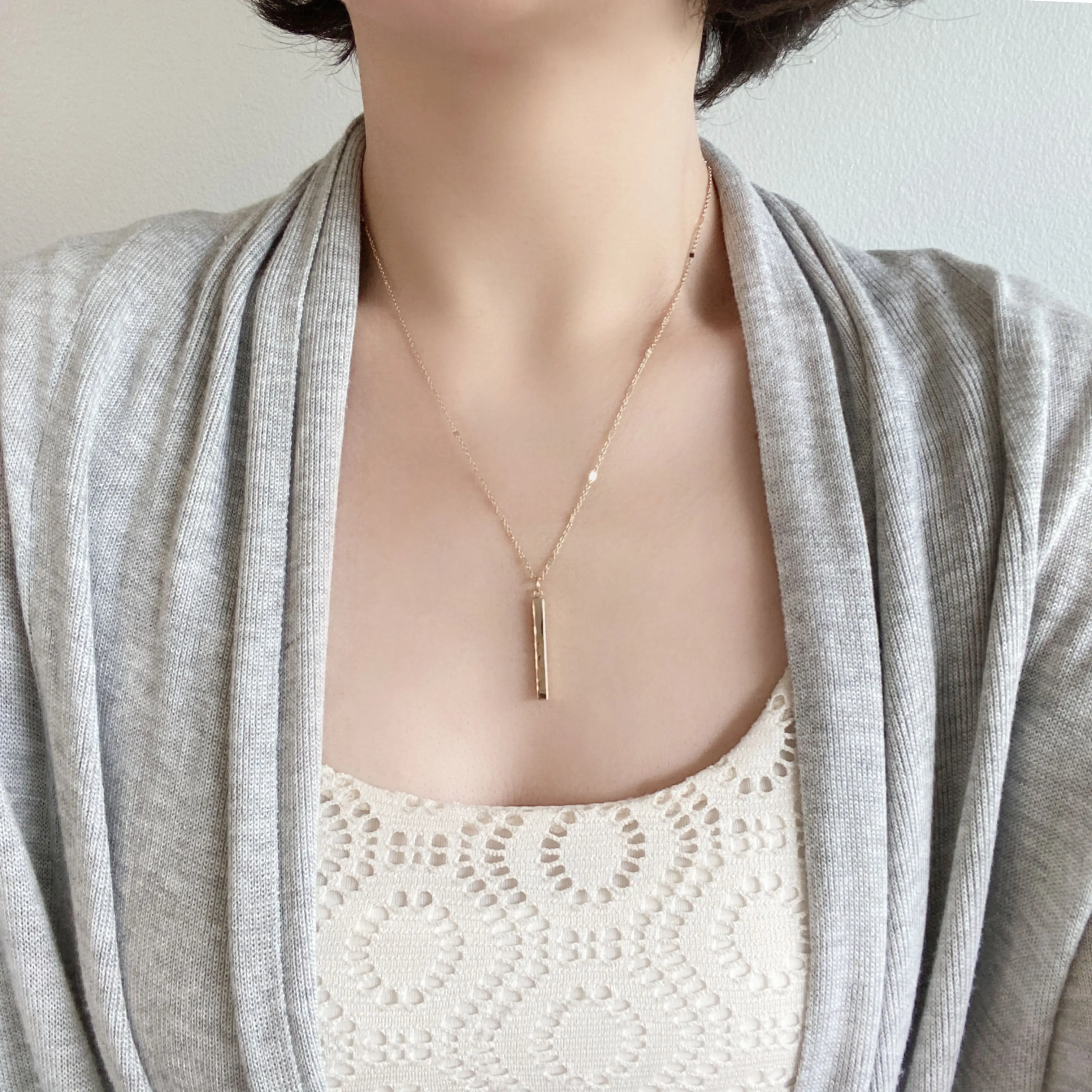 Modern Bar Charm Necklace