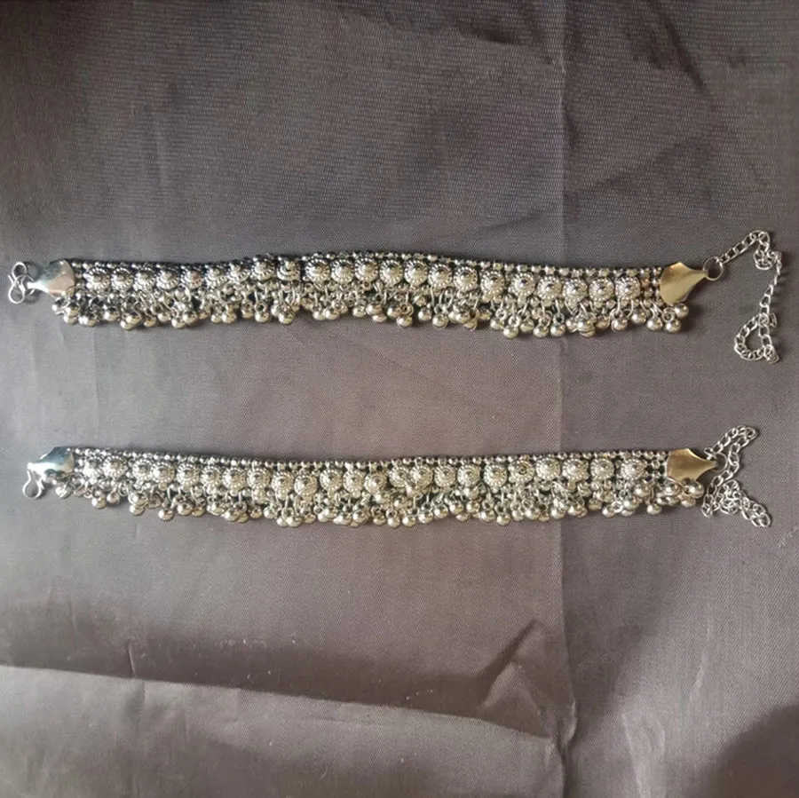 Oxidized Silver Kuchi Bells Anklets Pair