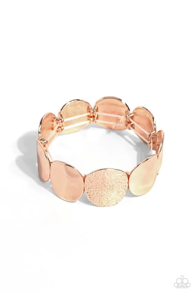 Paparazzi Bracelet ~ Rippling Record - Rose Gold