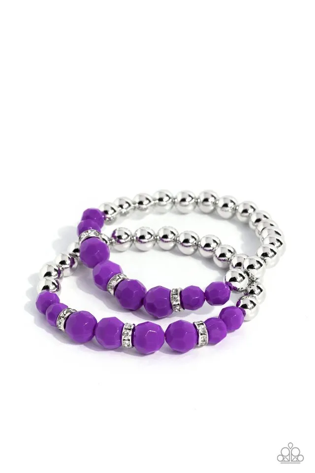 Paparazzi Bracelet ~ Two by Two Twinkle - Purple