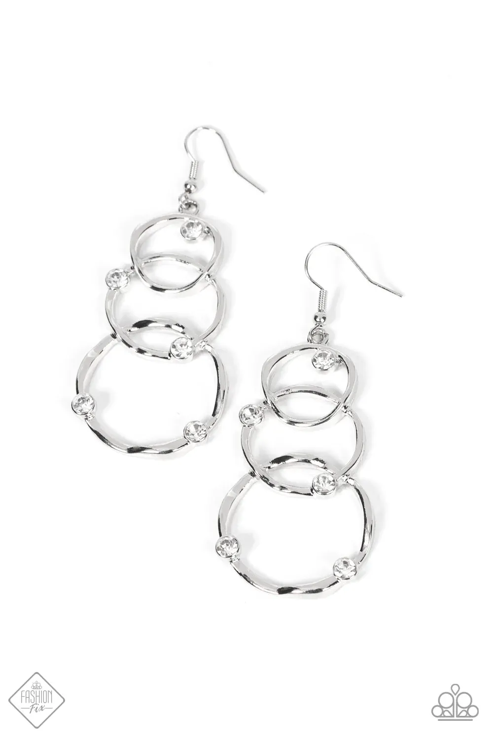 Paparazzi Earring ~ Revolving Radiance - White