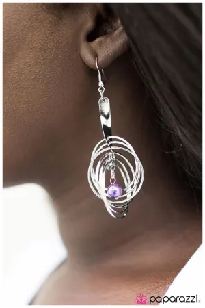 Paparazzi Earring ~ Space Cadet - Purple