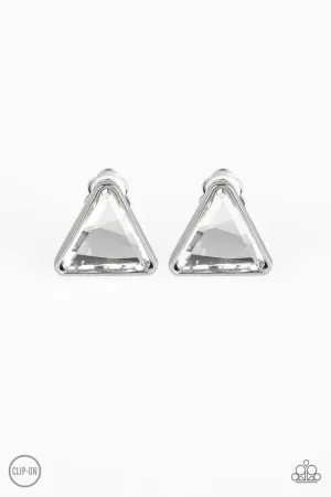 Paparazzi Earring ~ Timeless In Triangles - White