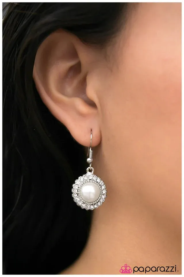 Paparazzi Earring ~ Walk Me Down The Aisle - White