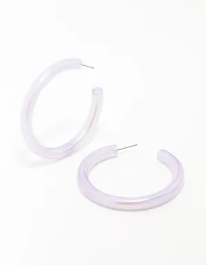 Pastel Purple Large Skinny Hoop Earrings