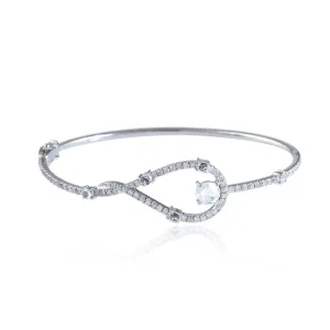 Pave Diamond 18k White Gold Cuff Bangle Sleek Jewelry