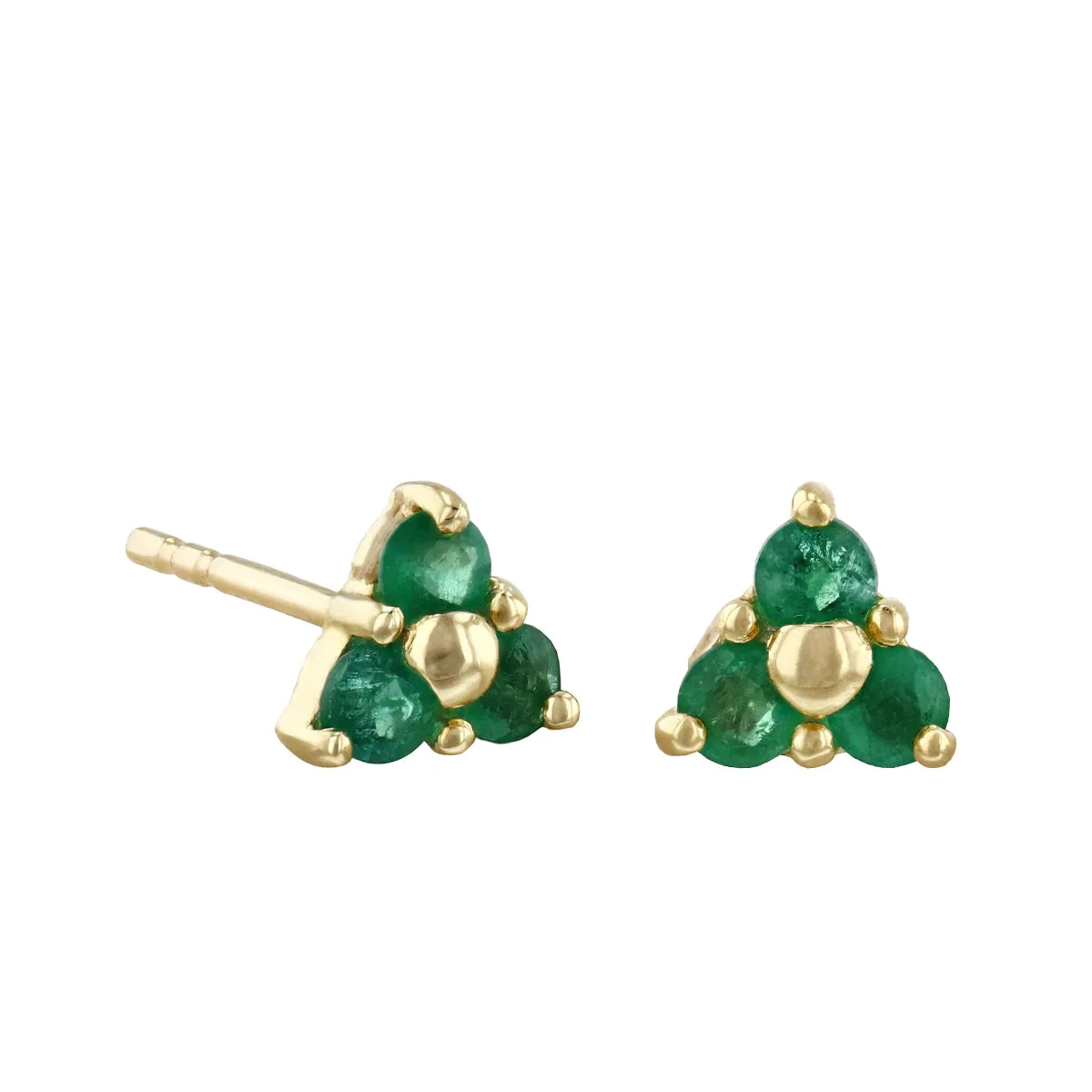 Personalised Birthstone Trefoil and Bead Earrings | 9K Yellow Gold