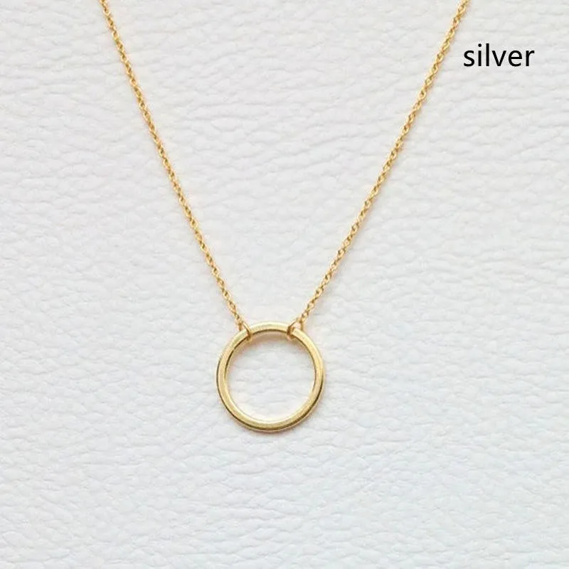 Personality Fashion Ladies Simple Empty Circle Geometric Pendant Necklace Exquisite Clavicle Chain