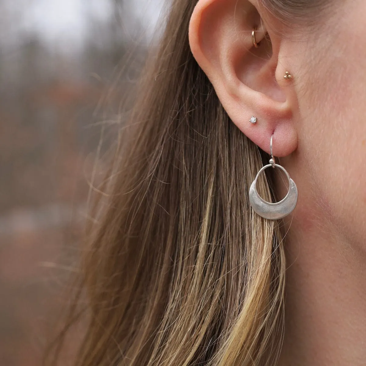 Petite Teardrop Circle Earrings