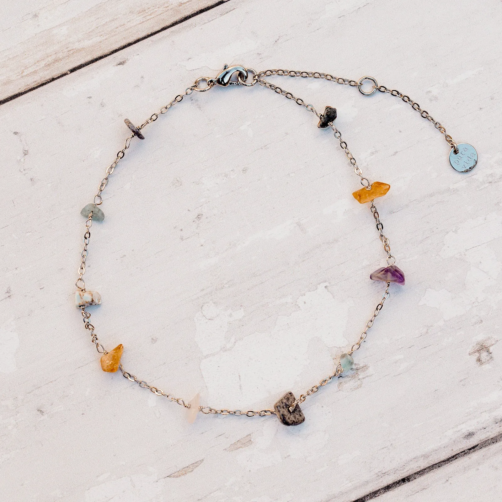 Rainbow Chip Chain Anklet