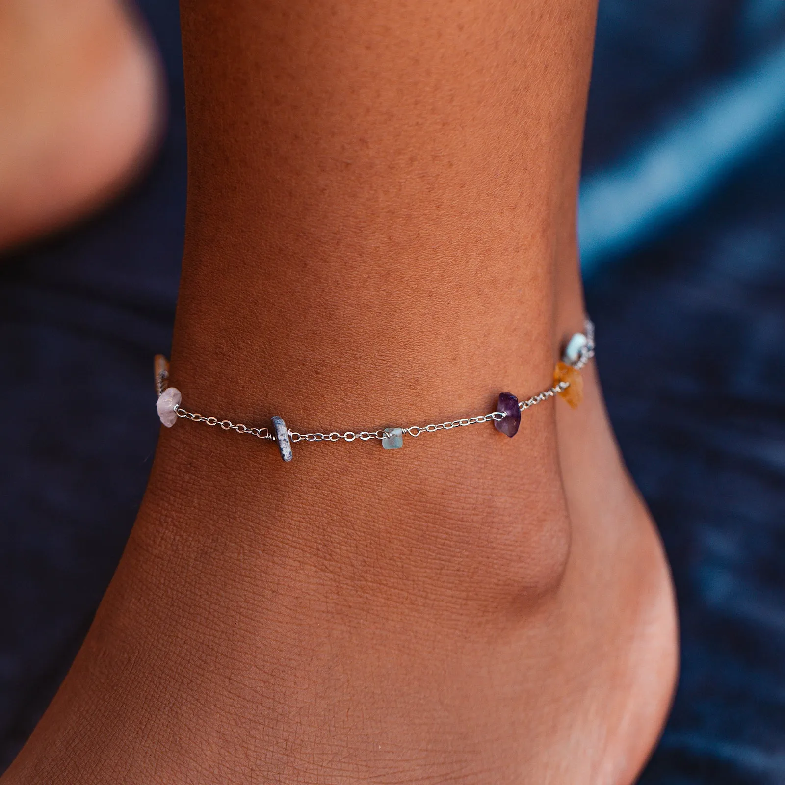 Rainbow Chip Chain Anklet