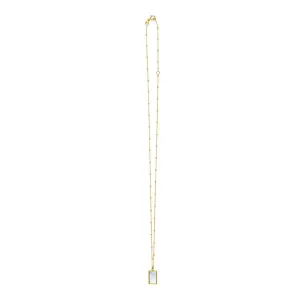 Rectangular Mother of Pearl Geometric Gem Pendant Necklace in 14k Yellow Gold