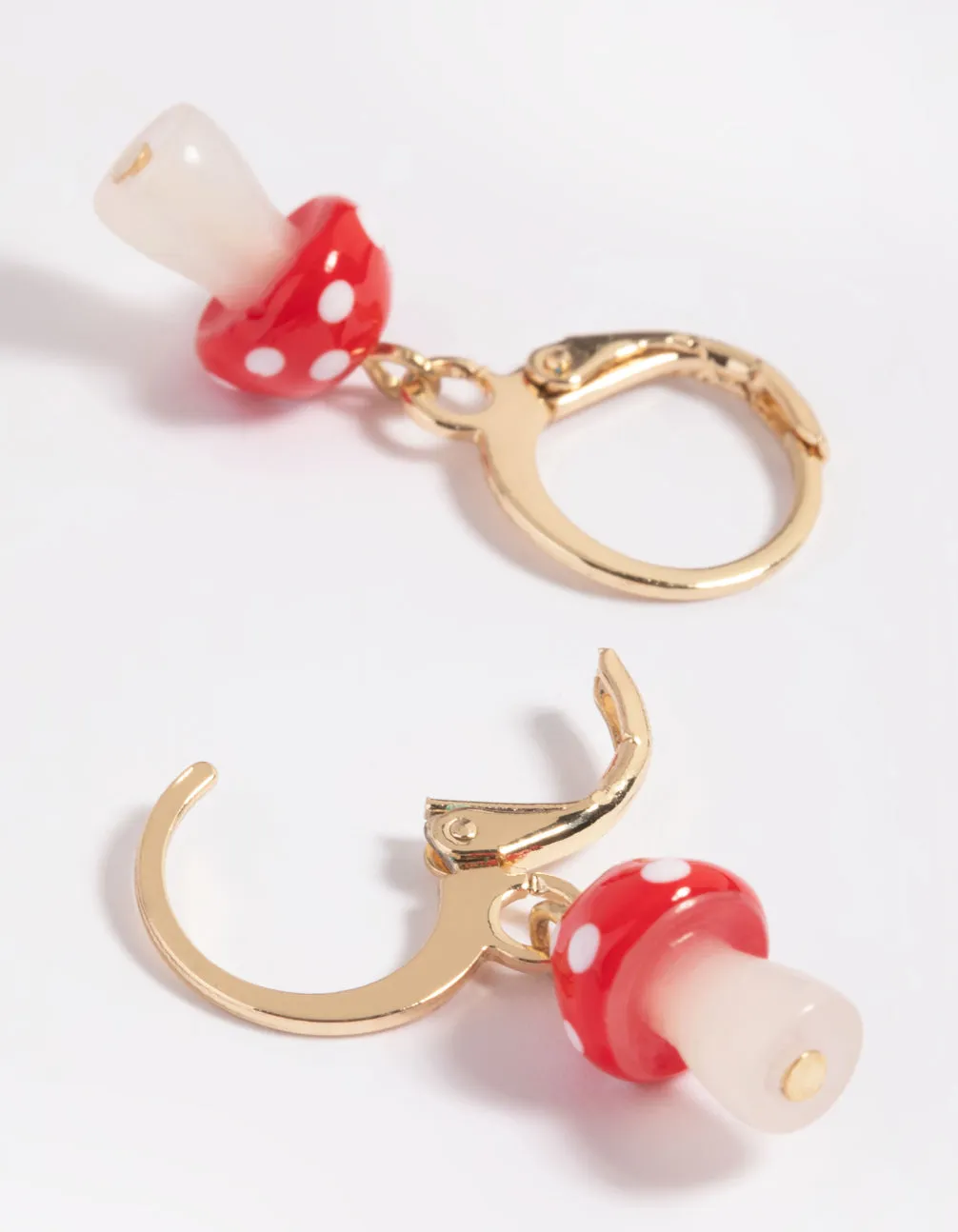 Red Mushroom Huggie Hoop Earrings