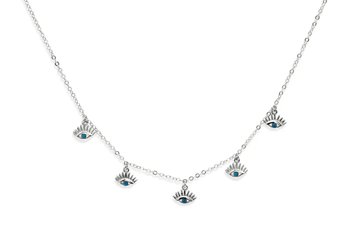 Retsina Turquoise CZ Evil Eye Sterling Silver Necklace