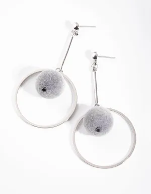 Rhodium Ball & Hoop Drop Earrings