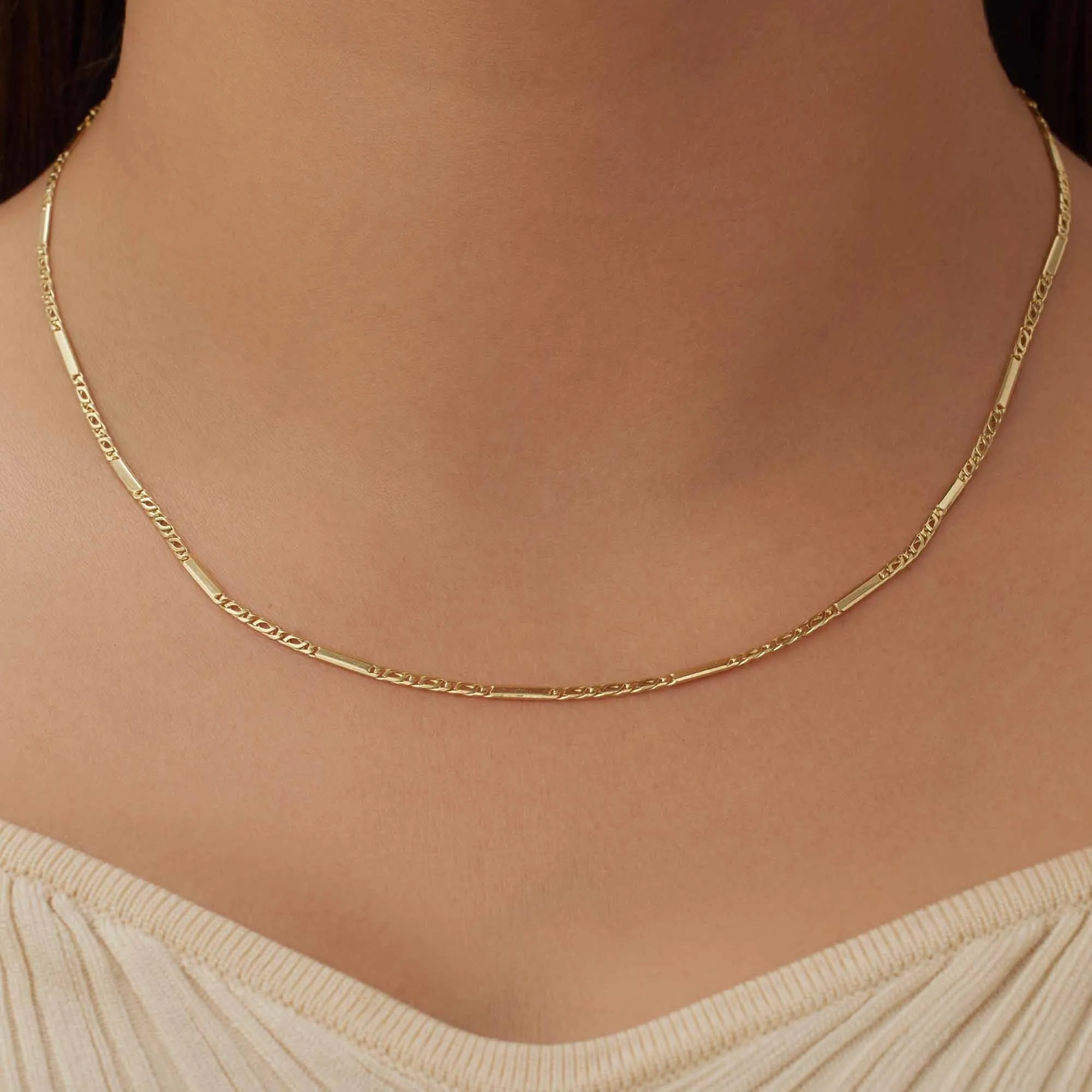 Rivoli Alice 14 karat gold link necklace with royal link and rods