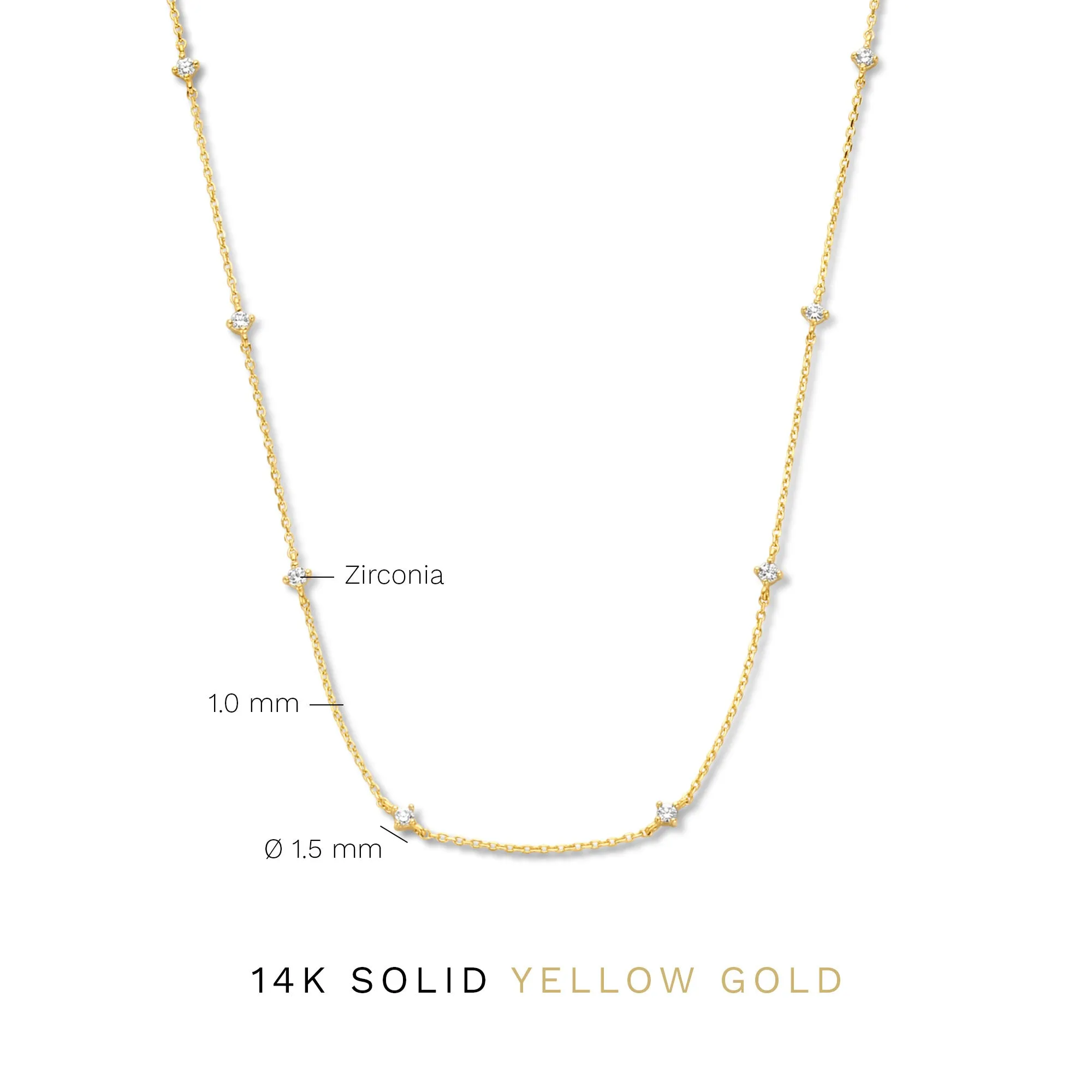 Rivoli Esmée 14 karat gold necklace with zirconia stones