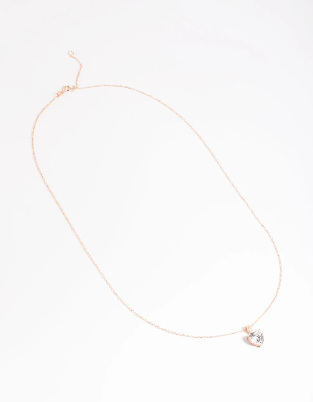 Rose Gold Plated Sterling Silver Cubic Zirconia Heart Necklace