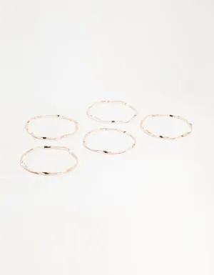 Rose Gold Twisted Bangles 5-Pack