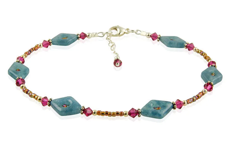 Ruby Blue Quartz Gemstone Anklet