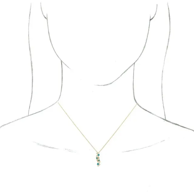 Scattered Turquoise, Opal & Diamond Bar Necklace