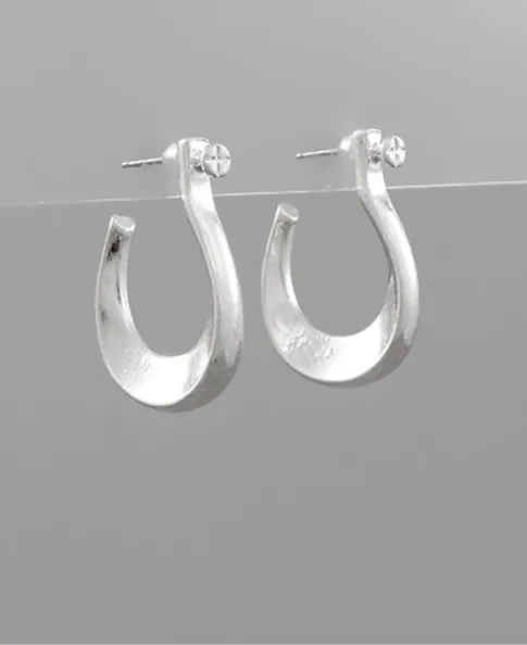 Shackle Silver Hoop Earrings