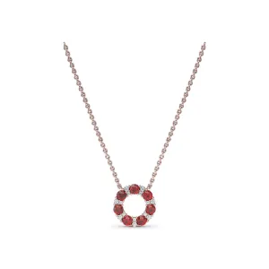 Shared Prong Ruby and Diamond Circle Necklace